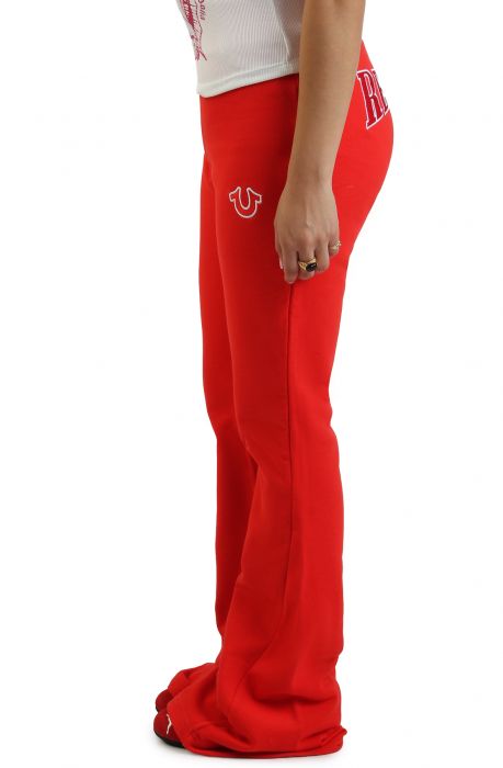 Joey Terry Embroidered Flare Sweatpants Scarlet