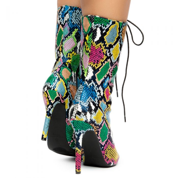 Selina-22 Pointy Toe Boots Multi Snake