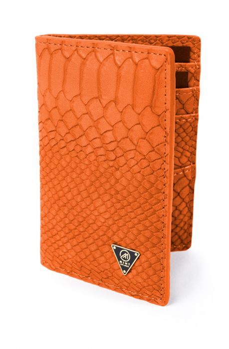 Mint Anaconda Leather Slim Wallet Orange Orange