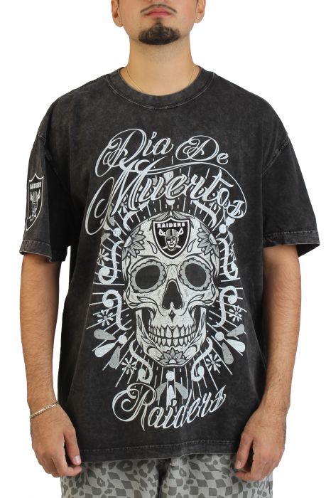 Las Vegas Raiders Dia De Muertos T-Shirt  Washed Black