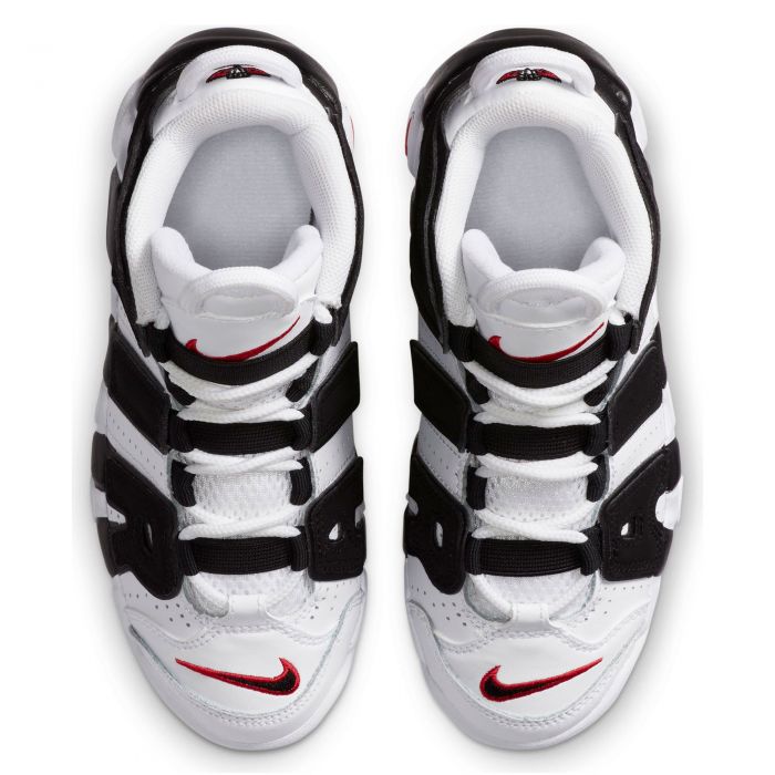 nike air more uptempo white black & university red