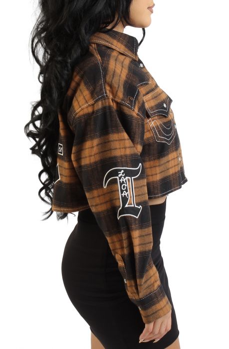 Big T Cropped Flannel Shacket  Plaid