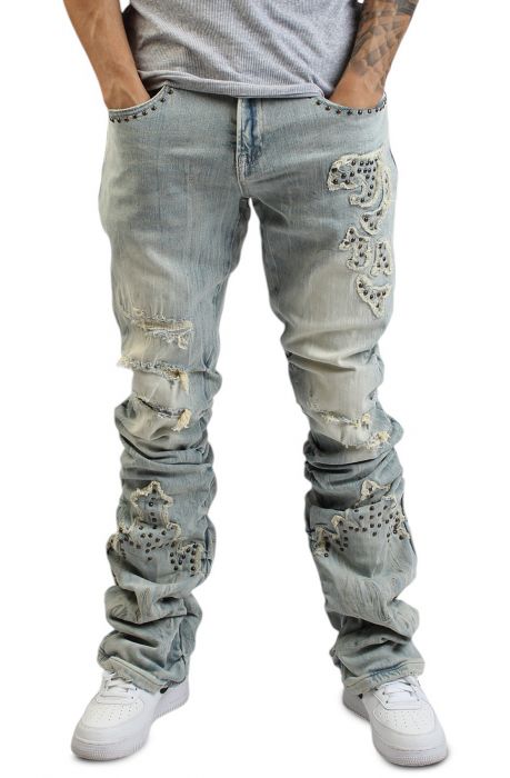 SMOKE RISE Milky Way Flared Jeans JP24622SK-MBLUE - Shiekh