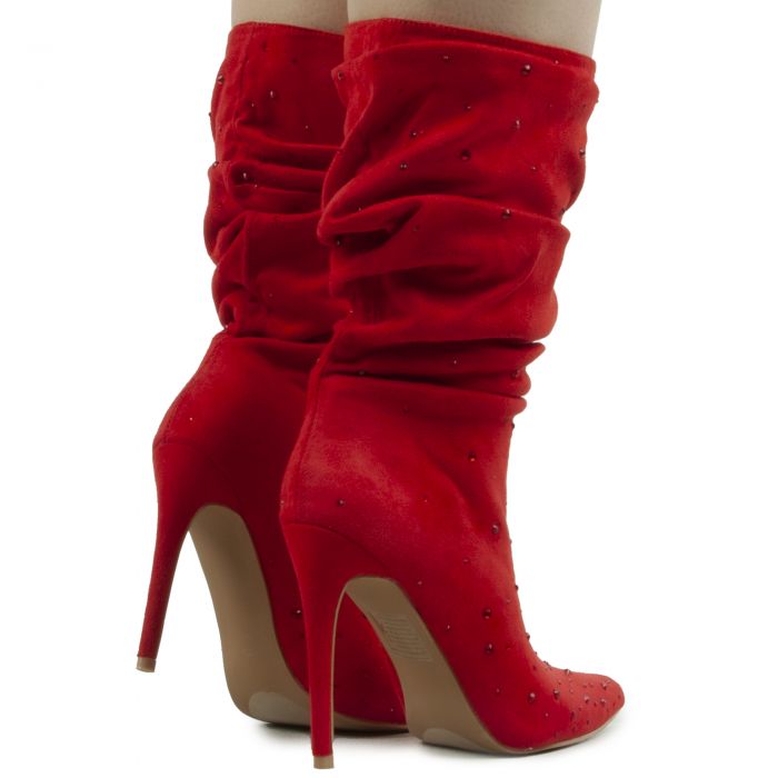 Fancified Studded Boots Red