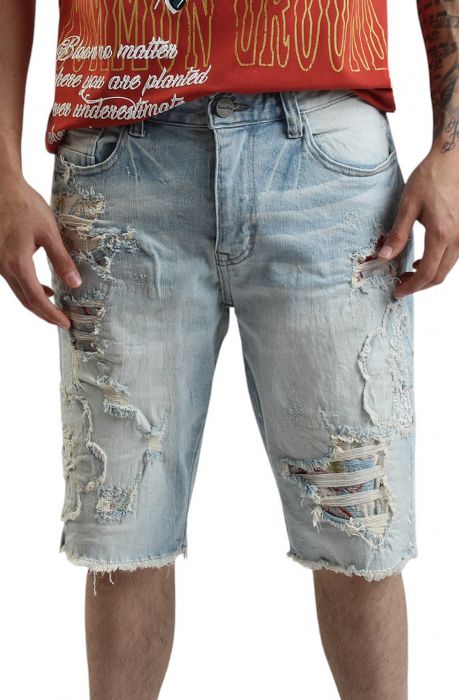 Palermo Cut out Denim Shorts Blue