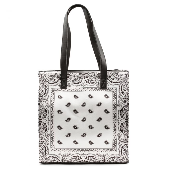 Paisley Tote Handbag White Bandana