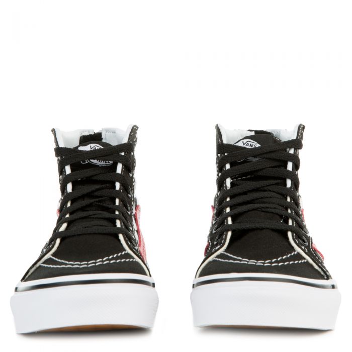 (GS) SK8-Hi Checkerboard Zip BLACK/RED/TRUE WHITE
