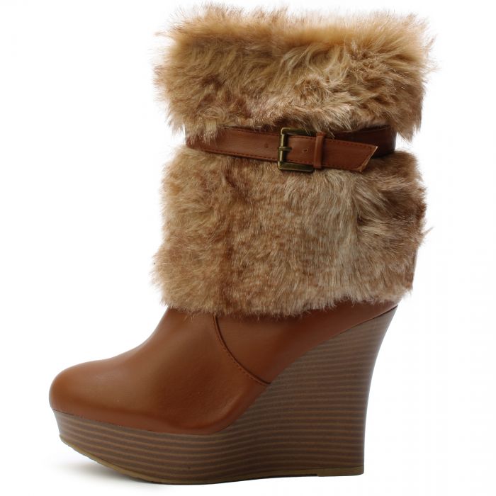 JPM Ceasar29 Fur Wedge Boots  Brown