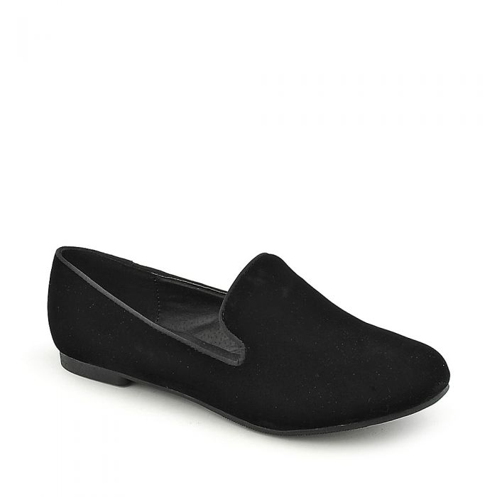 Women's Mindy-AS Casual Flat Shoe Black Velvet/Black Trim