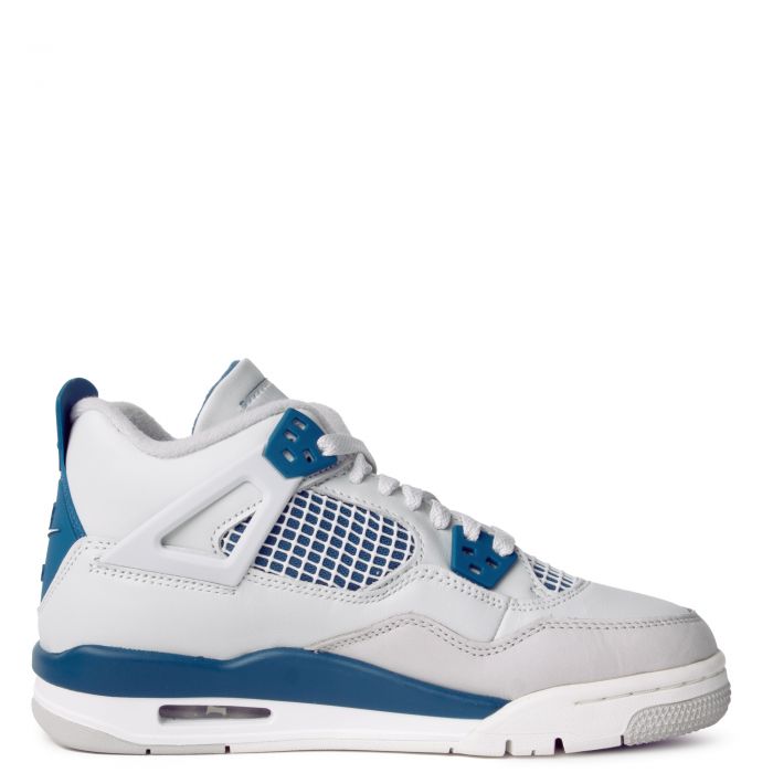 Grade School Air Jordan 4 Retro  Off White/Military Blue-Neutral Grey