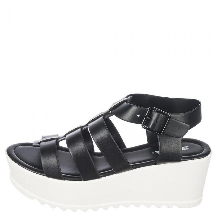 SODA Enya-H Wedge Sandals FD ENYA-H/BLACK/WHITE - Shiekh