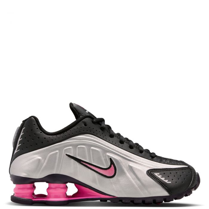 Grade-School Shox R4 Black/Metallic Silver-Pinksicle