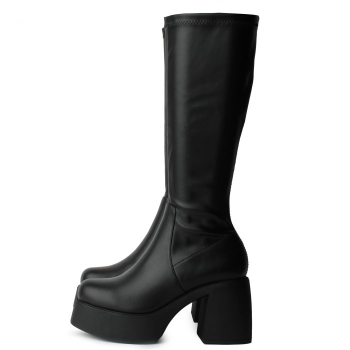 Jezzi-S Platform Heel High Boot  Black