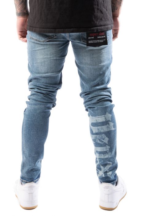 Veux Super Slim Light Wash Distressed Jeans Indigo Wash