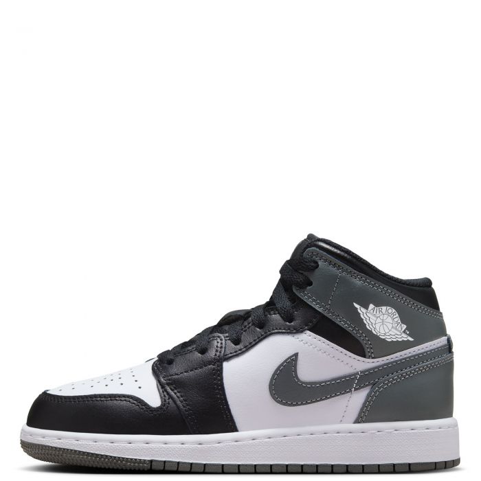 Grade School Air Jordan 1 Mid Black/Iron Grey-White