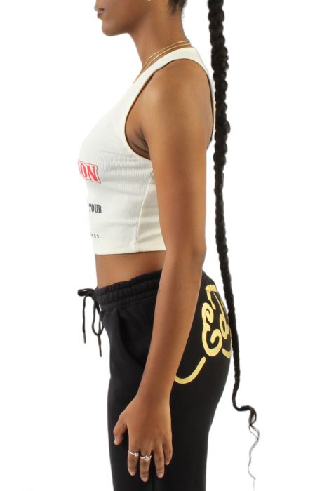 Logo V-neck Crop Top  White