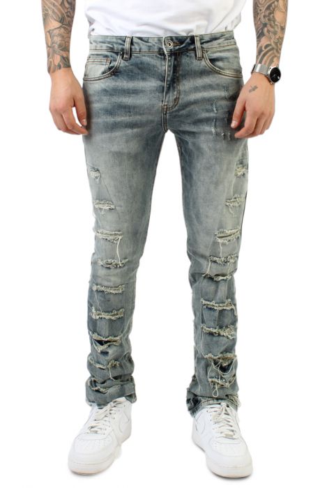 Fray Stacked Jeans Blue