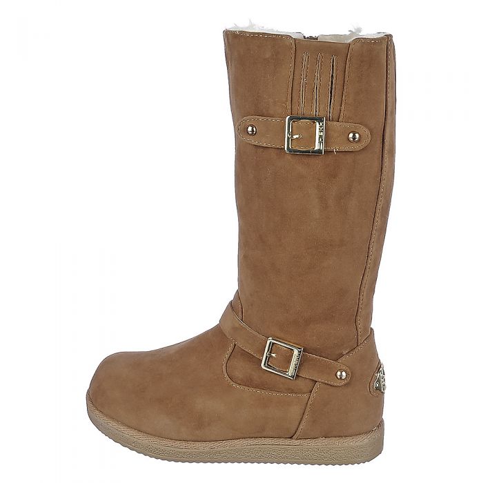 Kids Fur Interior Boot Urban Buckle Chestnut/Nature/Gold