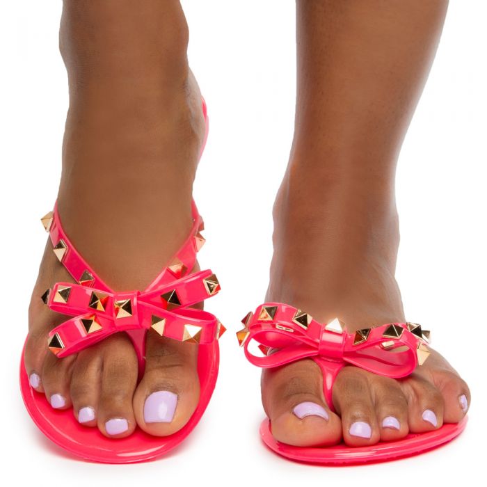 Joanie-172 Jelli Flip Flops Neon Pink