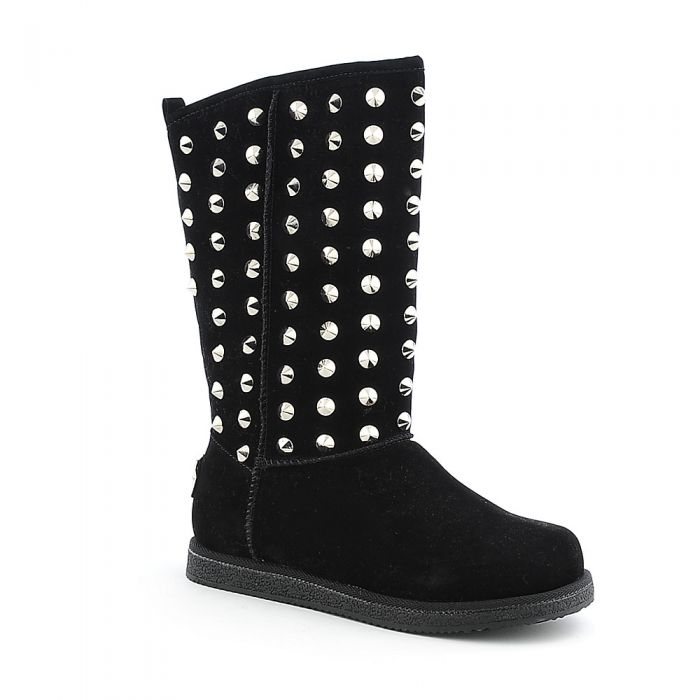 Women's Flat Studded Boot Urban Studs Black