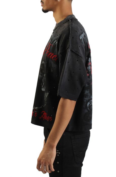 Trust No One French Terry Crop T-Shirt  Black