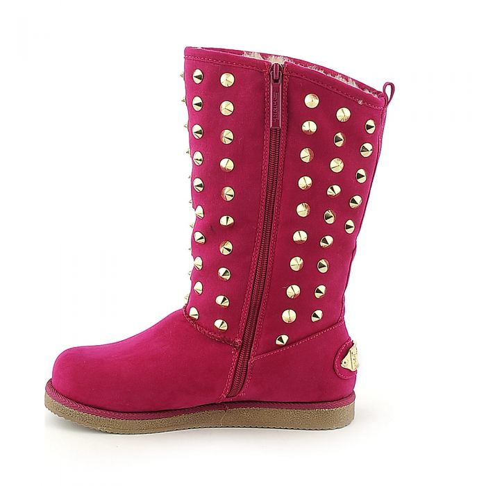 Women's Flat Studded Boot Urban Studs Fuschia