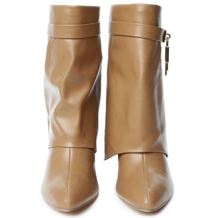 Mutto-2 Drape Mid-Calf Wedge Boot Beige