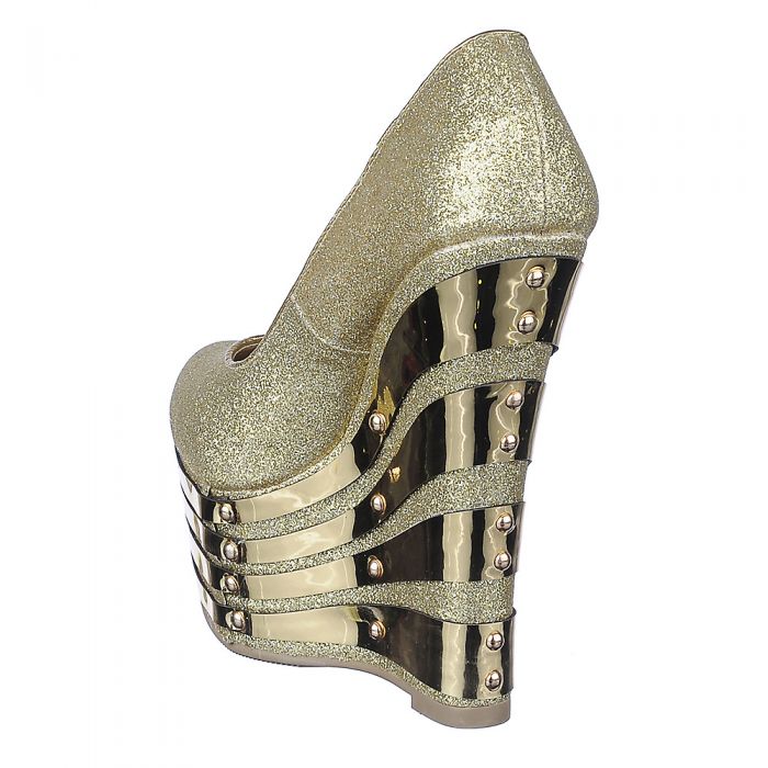 SHIEKH 122 Platform Dress Shoe 122/GOLD - Shiekh