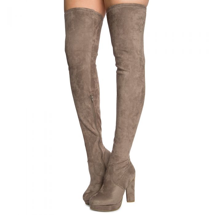 Twisty-02S Thigh High Boots Taupe