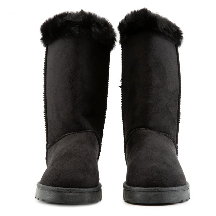 Viviana-R001 Fur Booties W/ Bows Black