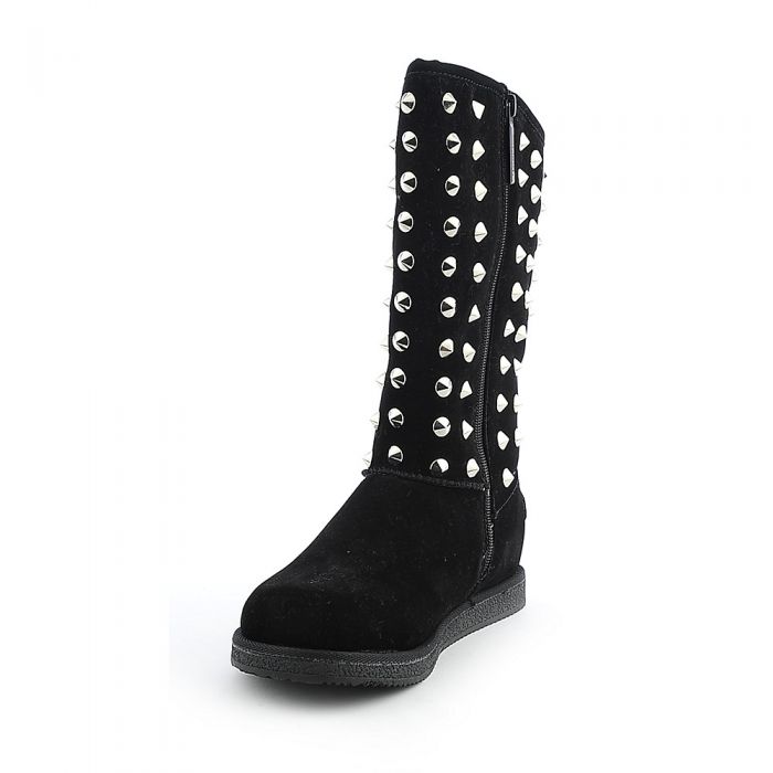 Women's Flat Studded Boot Urban Studs Black