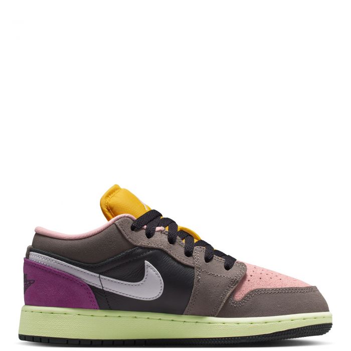 Grade-School Air Jordan 1 Low SE Oil Grey/White-Cave Stone-Arctic Punch