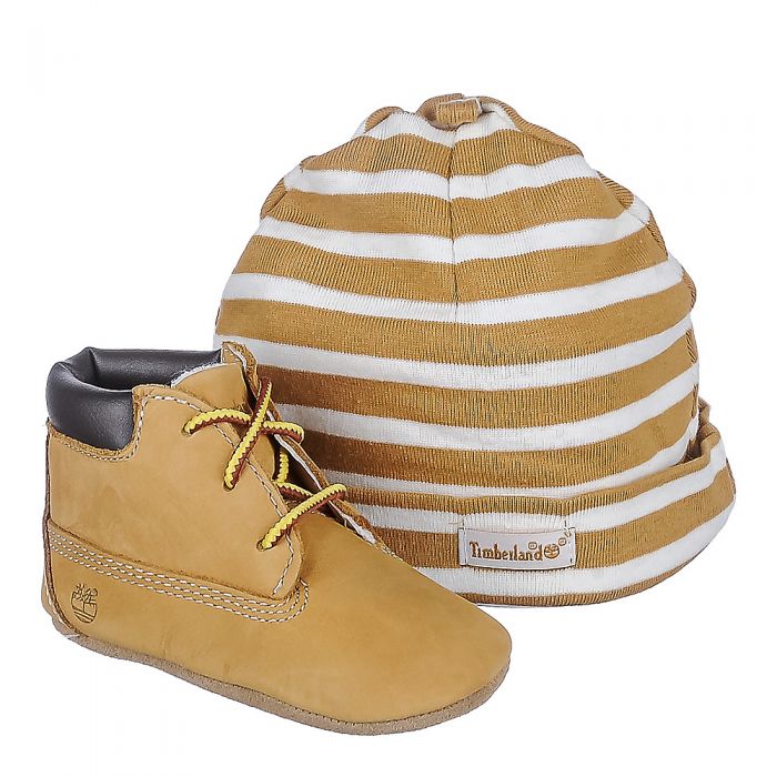 Infant Bootie And Hat Tan