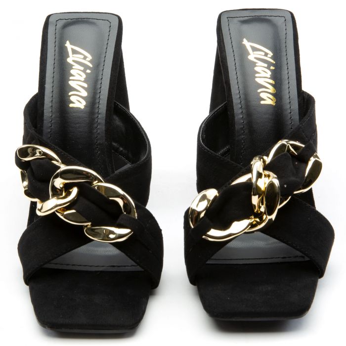 Dreamy-1 Gold Chain Dress High Heel Black