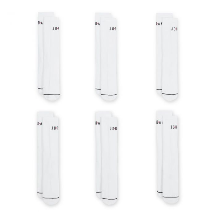 Jordan Crew Socks (6 Pairs) White/Gym RedBlack