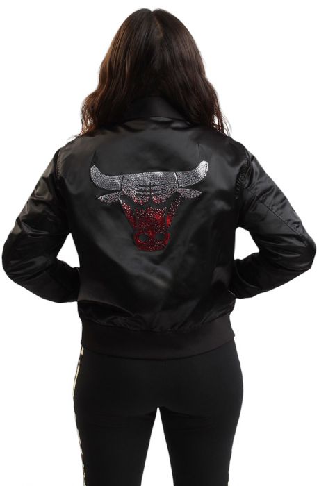 NBA Chicago Bulls Jewels Satin Jacket  Black