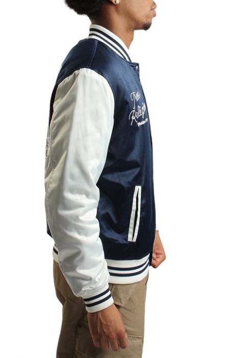 Good Life Varsity Bomber Jacket Dress Blue/Winter White
