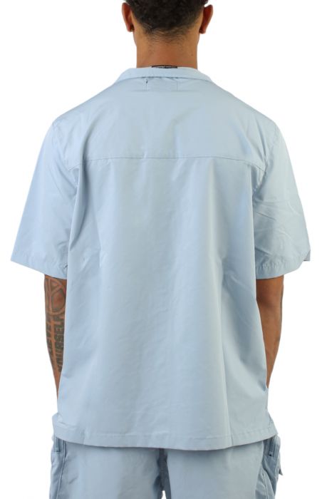 Printed Utility Boxy Windbreaker Shirt Pale Blue