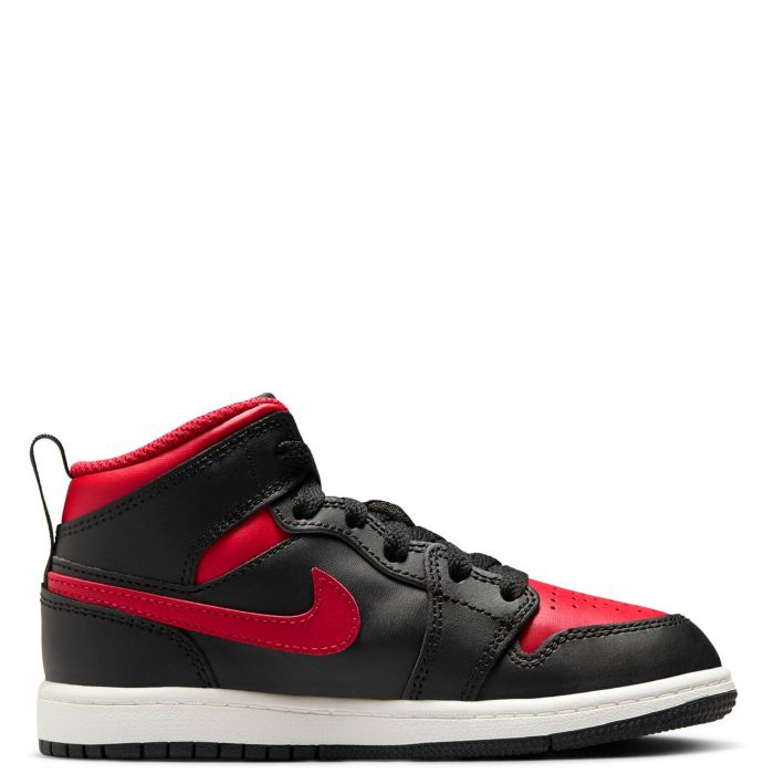 Pre-School Jordan 1 Mid Black/Varsity Red-Summit White