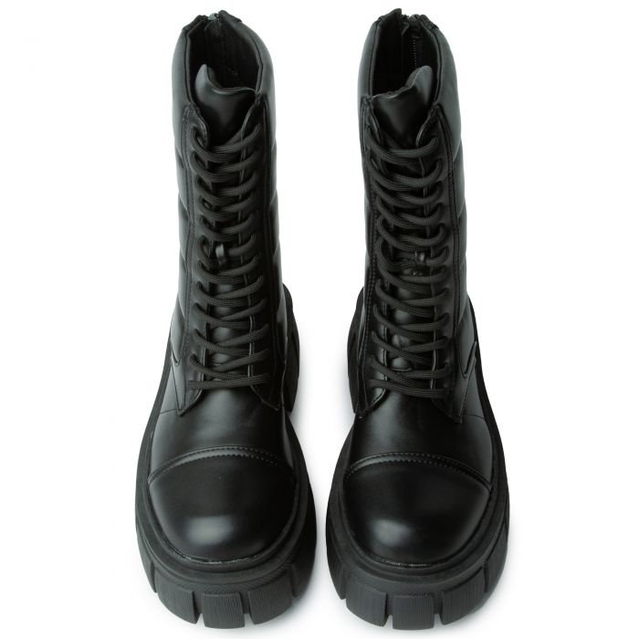 Dovey 1- Black Combat Ankle Boots Black