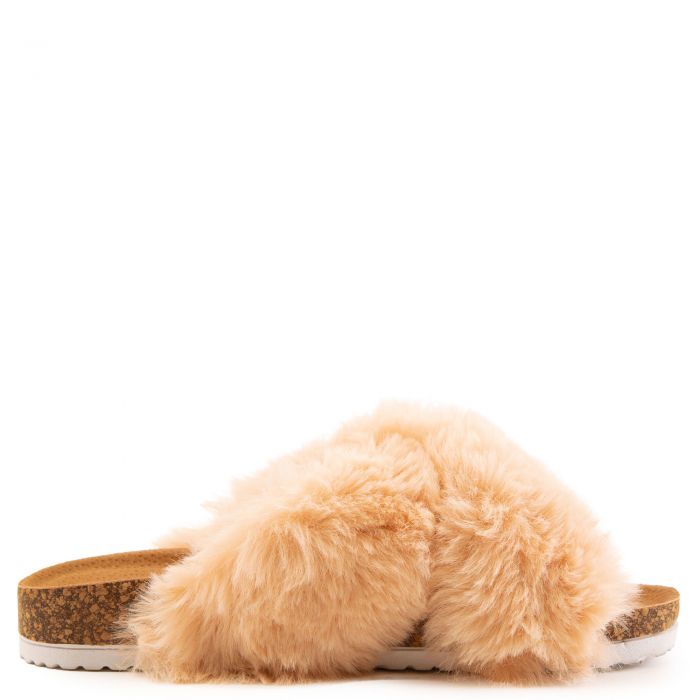 CAPE ROBBIN Chillon Flat Fur Sandals CHILLON-SHI-NUD - Shiekh