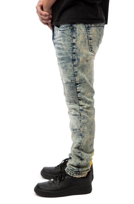 Caution Stripe Slim Jeans Blue