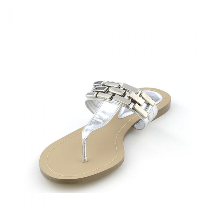 Women's Baugette Thong Sandal Silver