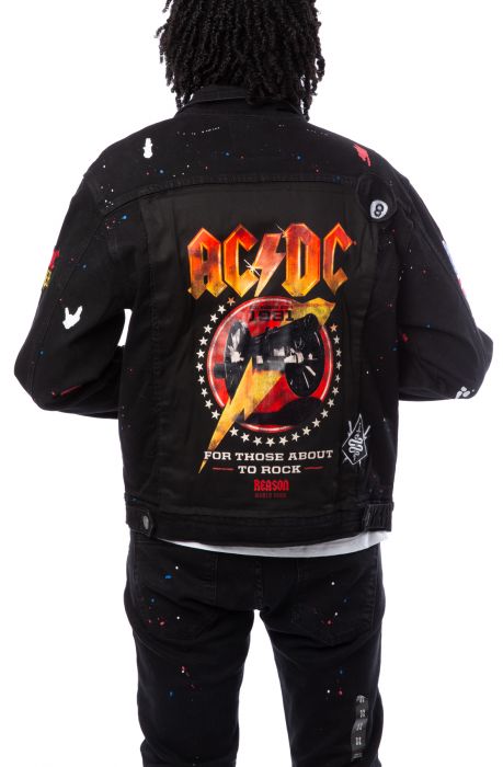 REASON ACDC Ready Denim Jacket SU-106BLK - Shiekh