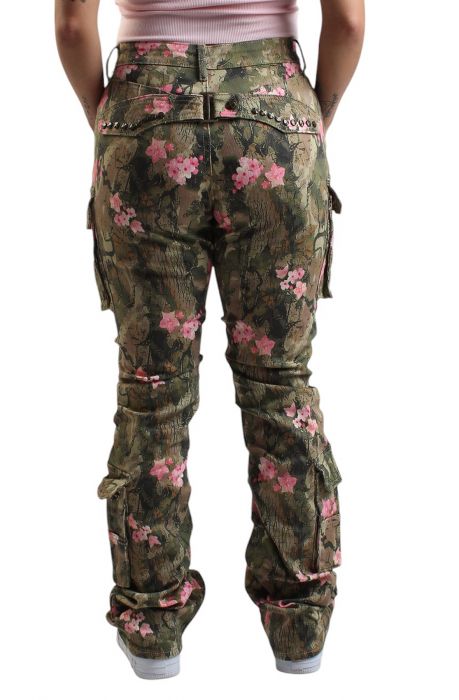 Blossom Mid Rise Stacked Jean Camo