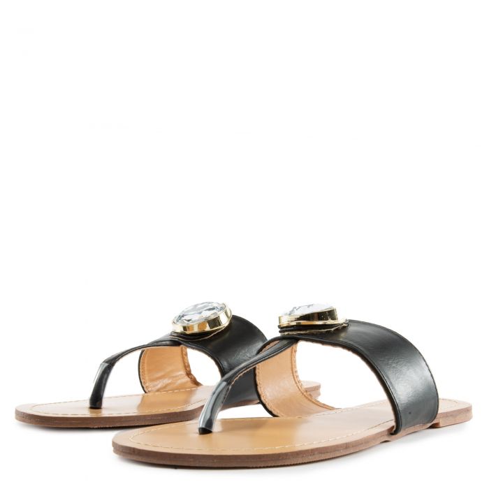 Papi-1 Flat Sandals Black
