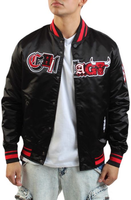 NBA CHICAGO BULLS CITY RANSOM SATIN JACKET Black/Red