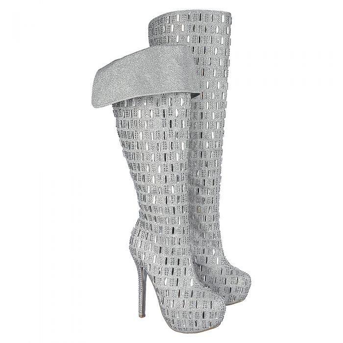 silver platform boots womens