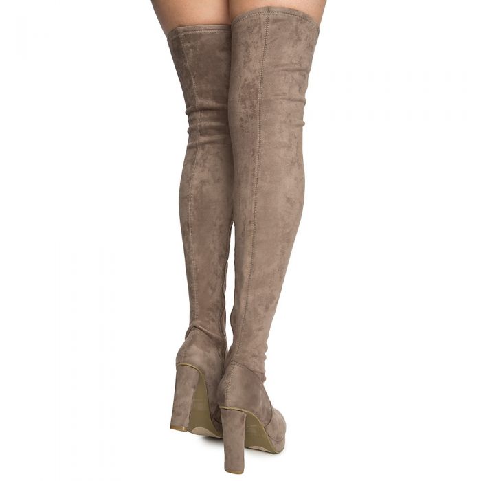Twisty-02S Thigh High Boots Taupe
