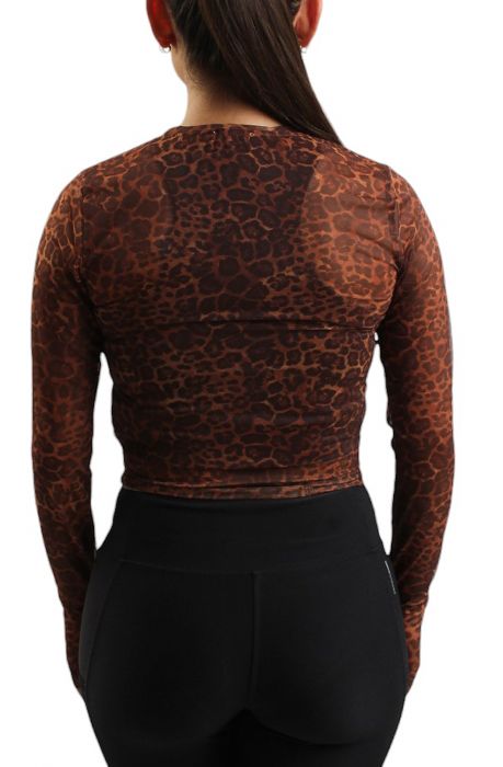 LEOPARD CRYSTAL LONG SLEEVE TOP Leopard
